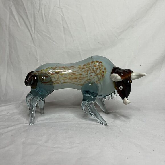 Handblown Glass Bull With Horns Glass Art Murano or Murano-Style Vintage - Picture 7 of 7